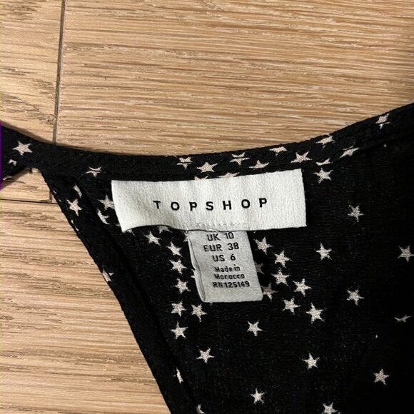 Top Shop Black and White Star Print Maxi Dress Size 6 - Picture 4 of 4